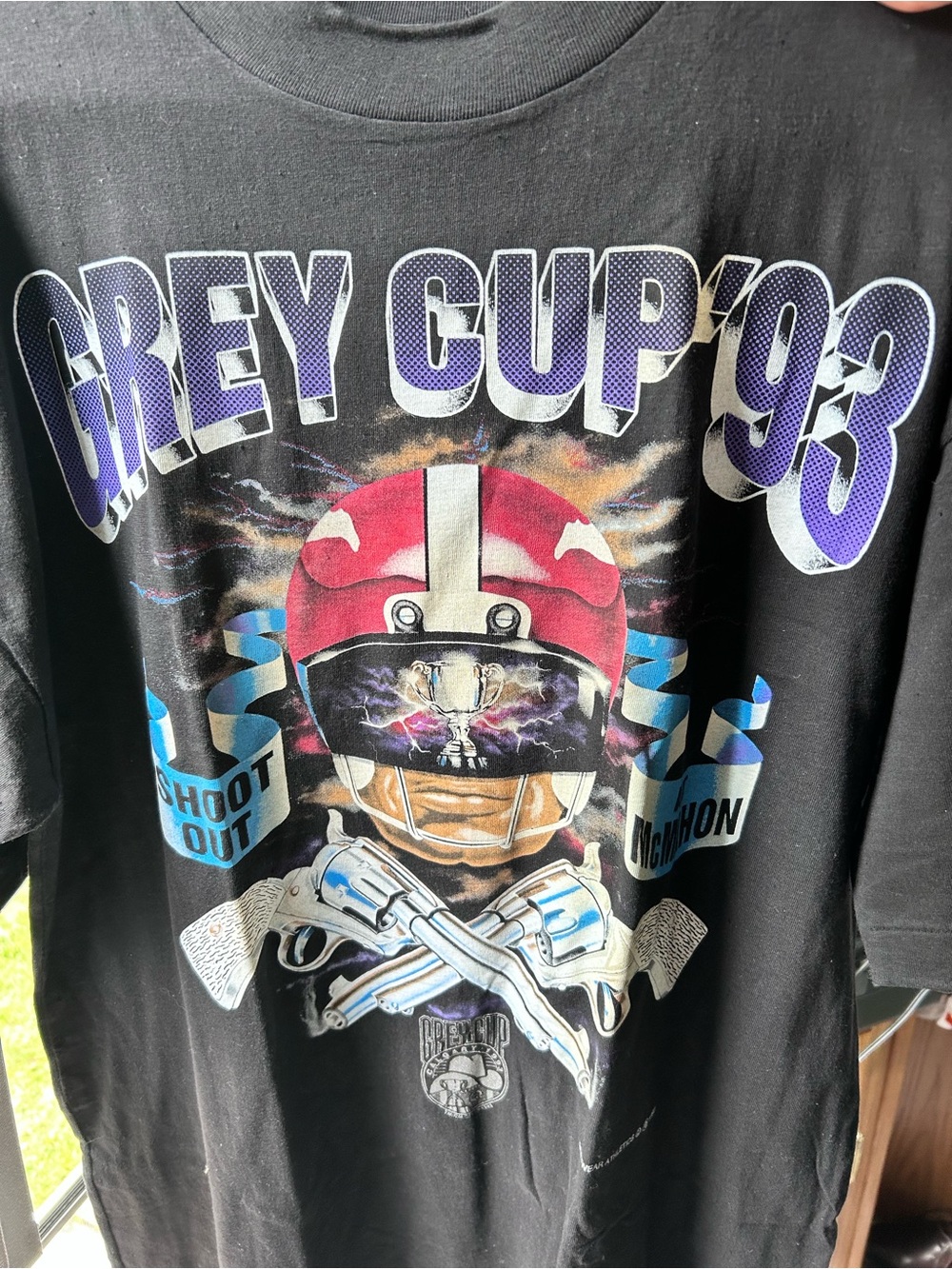 Grey Cup '93 Graphic Tee with Helmet and Pistols rare dead stock with tags new